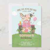 Boerderij Birthday Pink Old MacDonald Barnyard Par Kaart (Voorkant)