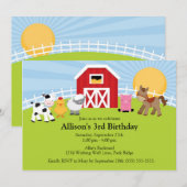 Boerderij Birthday Uitnodiging (Voorkant / Achterkant)