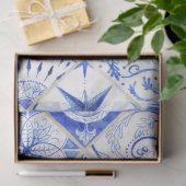 Boerderij Blauw Witte Diamant Tegel Hout Decoupage Tissuepapier (Geschenk)