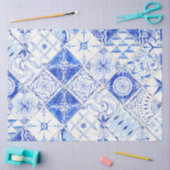 Boerderij Blauw Witte Diamant Tegel Hout Decoupage Tissuepapier (Craft)