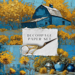 Boerderij Bloemen Rustieke  Textuur Decoupage Inpakpapier Vel