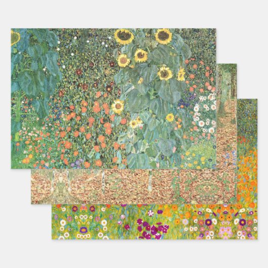 Boerderij & bloementuin & berk van Gustav Klimt Inpakpapier Vel (Set)