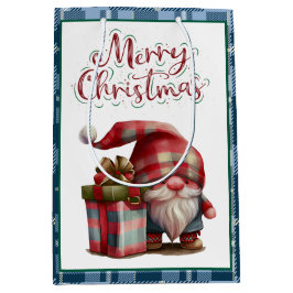 Boerderij Blue Buffalo Plaid Waterverf Red Gnome Medium Cadeauzakje