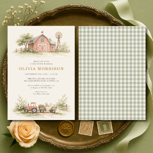 Boerderij Boerenerf Dieren Gingham Baby Shower Kaart