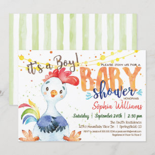 Boerderij Boy Baby shower Haan uitnodiging