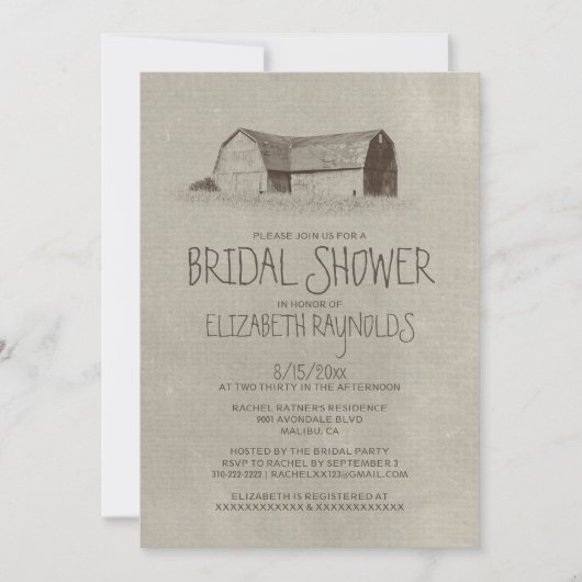 Boerderij Bridal Shower Invitations Kaart (Voorkant)