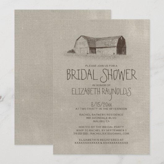 Boerderij Bridal Shower Invitations Kaart (Voorkant / Achterkant)