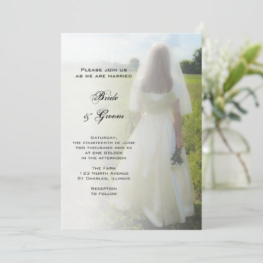 Boerderij bruid bruiloft uitnodiging (Staand voorkant)