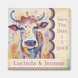 Boerderij Bruiloft Koe Save the Date Magneet