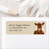 Boerderij bruine Koe Eigen adres Etiket (Insitu)