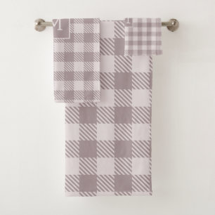 Boerderij Buffalo Check Plaid Beige Monogram Bad Handdoek