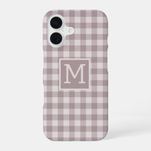 Boerderij Buffalo Check Plaid Beige Monogram iPhone 16 Hoesje