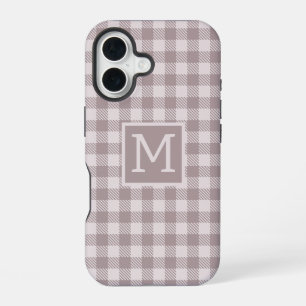 Boerderij Buffalo Check Plaid Beige Monogram iPhone 16 Hoesje