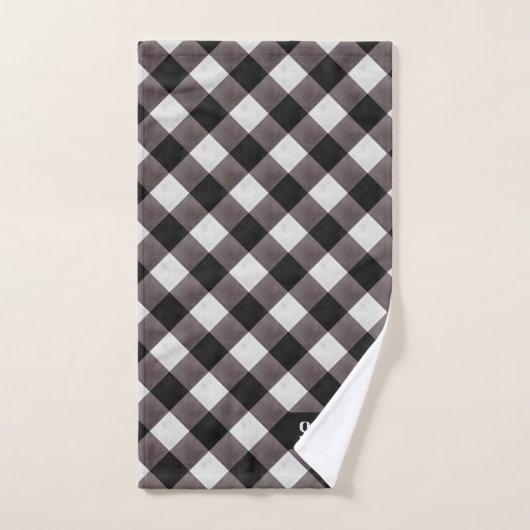 Boerderij Buffalo Plaid Check 3 Letter Monogram Bad Handdoek (Handdoek)