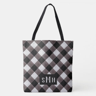 Boerderij Buffalo Plaid Check 3 Letter Monogram Draagtas