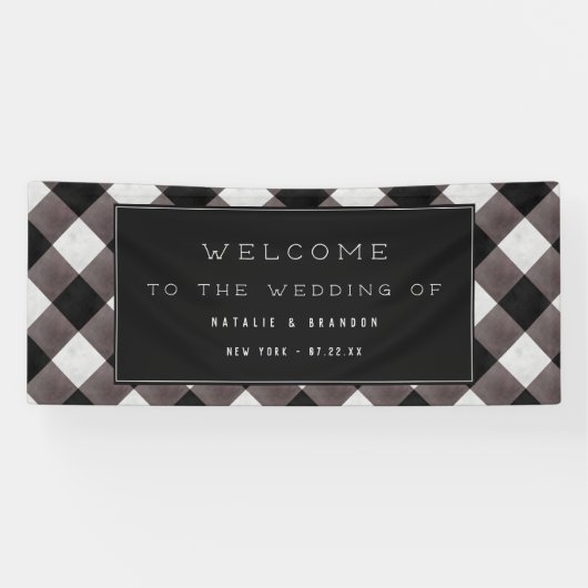 Boerderij Buffalo Plaid Check Wedding Welkom Spandoek (Horizontaal)
