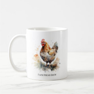 Boerderij Charm: Waterverf Chicken Art Koffiemok