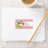 Boerderij Chicken; Rood en Wit Gingham Etiket (Insitu)