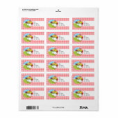 Boerderij Chicken; Rood en Wit Gingham Etiket (Full Sheet)