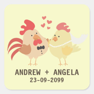 Boerderij Chicken Wedding Save the Date Sticker