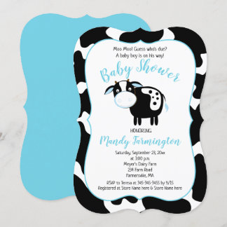 Boerderij Dairy Koe Boy Baby shower Kaart