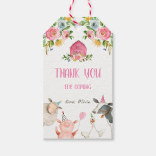 Boerderij Dank u Favor Barnyard Party Animal Girl Cadeaulabel