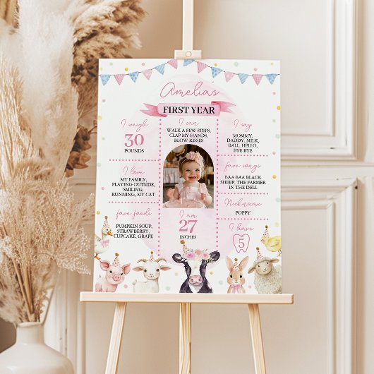 Boerderij Dier Eerste Jaar Foto Milestone Poster