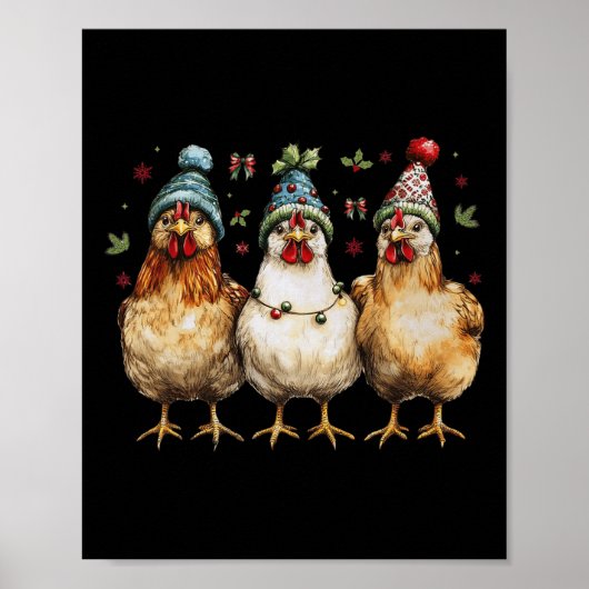 Boerderij Dier Kip Kerst Coquette Boog Kip Poster (Voorkant)