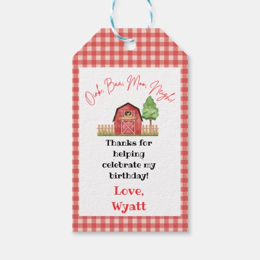Boerderij Dier / Schuur Yard Party Favor Dank u La Cadeaulabel (Voorkant)