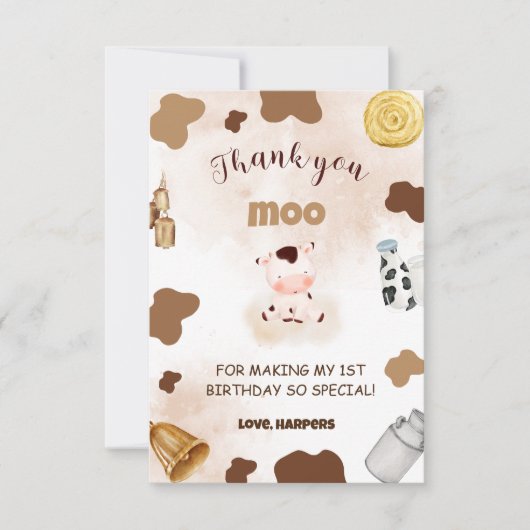 Boerderij Dier Thema Verjaardag Bedankkaart (Voorkant)