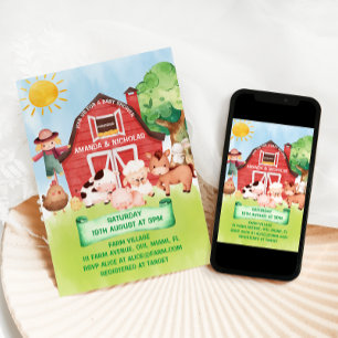 Boerderij Dieren Cute Baby Shower Kaart
