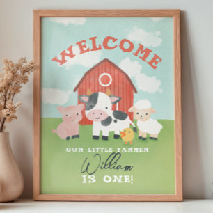 Boerderij Dieren Kinderen Verjaardag Welkom Poster