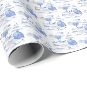Boerderij Dieren Toile (Blauw) Cadeaupapier