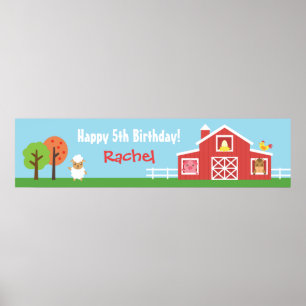 Boerderij Dieren Verjaardagsfeest Banner Poster