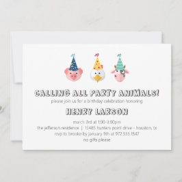 Boerderij Dierenkinderen Geopend op Barn Invite Kaart