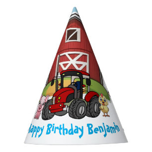 Boerderij Dierenplezier Rode Schuur & Rode Tractor Feesthoedjes