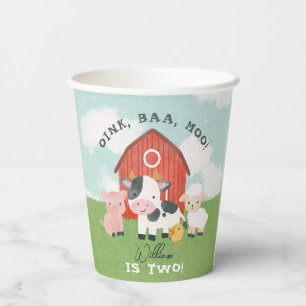 Boerderij Dierenschattig 2e Verjaardag Jongens Papieren Bekers