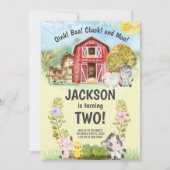 Boerderij Dierenschuur Theme 2e Verjaardag Kaart (Voorkant)