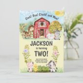 Boerderij Dierenschuur Theme 2e Verjaardag Kaart (Staand voorkant)