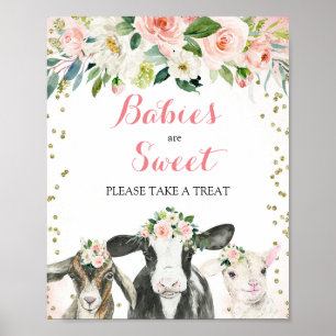 Boerderij Dierlijke Floral Meisje Neem een behande Poster
