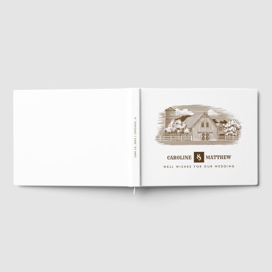Boerderij Drawing Rustic Wedding Guest Books Gastenboek (Volledig)