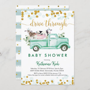 Boerderij drive through Baby shower Kaart
