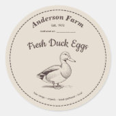 Boerderij Eend Eggs Label Bruine Sticker (Voorkant)
