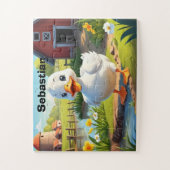 Boerderij eend gepersonaliseerd legpuzzel (Verticaal)
