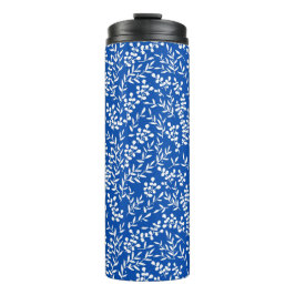 Boerderij eenvoudige bloemmotief op blauw thermosbeker