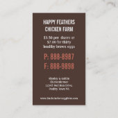 Boerderij EGGS Heritage Layer Hen Visitekaartje (Achterkant)