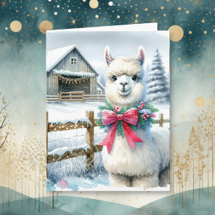  Boerderij en Schattigee alpaca kerst Kaart