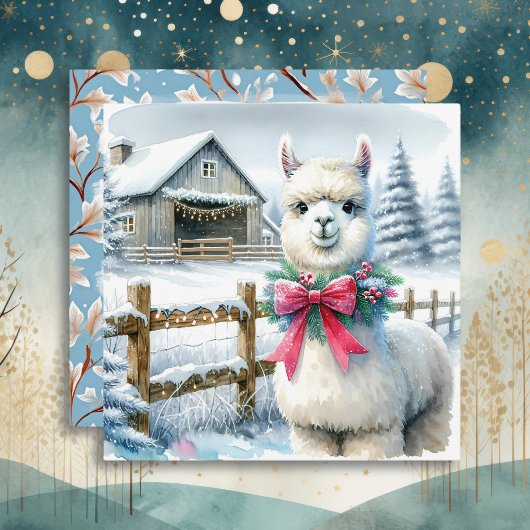 Boerderij en Schattigee alpaca kerst Kaart