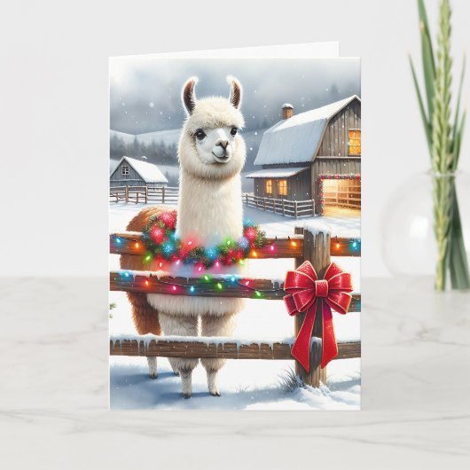Boerderij en Schattigee Llama Kerst Kaart (Voorkant)
