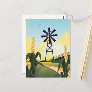 Boerderij en windmolen briefkaart